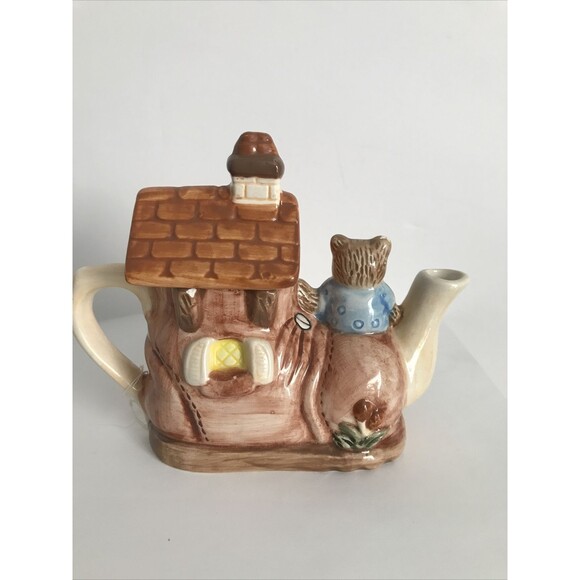 MIni Tea Pot. Bears In Shoe By Cardinal.  Hand Painted - Picture 5 of 10